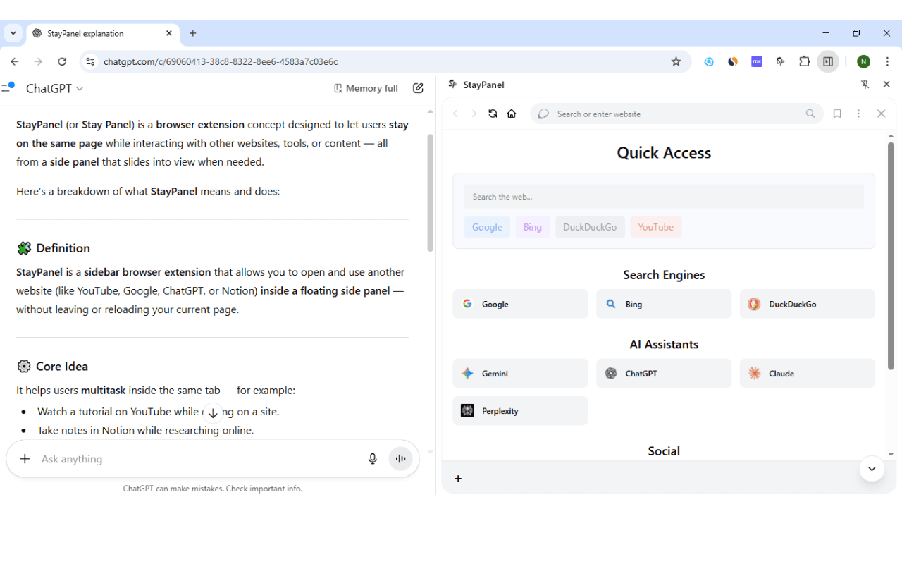 StayPanel Mini Browser
